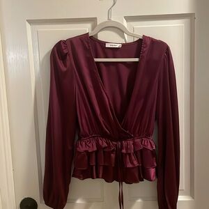 Idem ditto purple long sleeve blouse size small